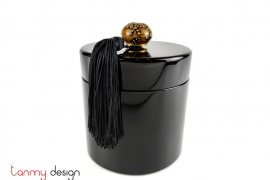 Black cylinder lauquer box with tassel knob 15*15*H15 cm